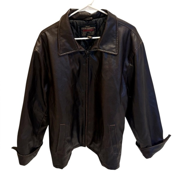 Vintage Steve & Barry's Brown Faux Leather Brown Jacket Button Down Size Large - Picture 1 of 3